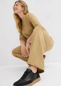 bonprix Hosen|Zweiteiler & Sets|Jersey-Hose aus Interlock khakibraun