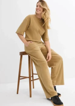 bonprix Hosen|Zweiteiler & Sets|Jersey-Hose aus Interlock khakibraun