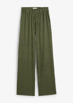 bonprix Bekleidung·Kleider|Hosen|Jersey-Hose aus strukturiertem Crêpe seegras kariert