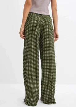 bonprix Bekleidung·Kleider|Hosen|Jersey-Hose aus strukturiertem Crêpe seegras kariert