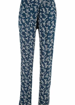 bonprix Bekleidung·Kleider|Hosen|Jersey-Hose aus Viskose-Mix dunkelblau geblümt