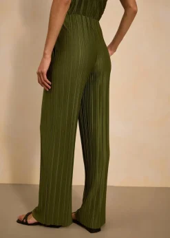 bonprix Bekleidung·Kleider|Hosen|Jersey-Hose mit Plissee dunkelkhaki