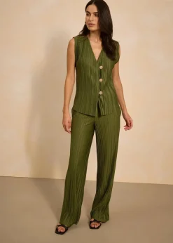 bonprix Bekleidung·Kleider|Hosen|Jersey-Hose mit Plissee dunkelkhaki