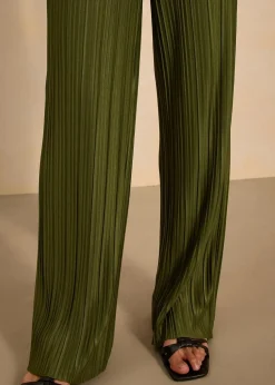 bonprix Bekleidung·Kleider|Hosen|Jersey-Hose mit Plissee dunkelkhaki