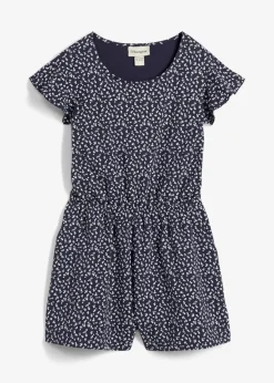 bonprix Mädchen 9-16 Jahre·Kleider & Jumpsuits|Mädchen 2-8 Jahre·Nachhaltigere Materialien|Jersey-Jumpsuit aus elastischem Bio-Baumwoll-Mix dunkelblau geblümt