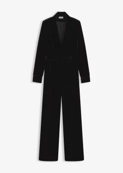 bonprix Bekleidung·Homewear|Jumpsuits|Jersey-Jumpsuit aus fließendem Samt schwarz