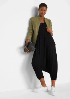 bonprix Bekleidung·Homewear|Jumpsuits|Jersey-Jumpsuit aus fließendem Viskose-Mix schwarz
