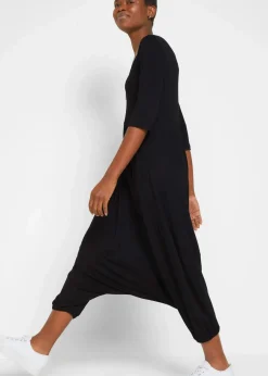 bonprix Bekleidung·Homewear|Jumpsuits|Jersey-Jumpsuit aus fließendem Viskose-Mix schwarz