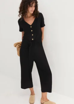 bonprix Bekleidung·Homewear|Jumpsuits|Jersey-Jumpsuit aus Viskose-Mix schwarz