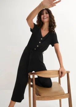 bonprix Bekleidung·Homewear|Jumpsuits|Jersey-Jumpsuit aus Viskose-Mix schwarz