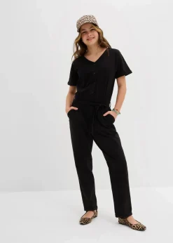 bonprix Mädchen 9-16 Jahre·Kleider & Jumpsuits|Mädchen 2-8 Jahre·Nachhaltigere Materialien|Jersey-Jumpsuit mit Bio-Baumwolle schwarz