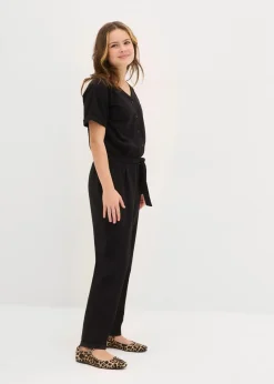 bonprix Mädchen 9-16 Jahre·Kleider & Jumpsuits|Mädchen 2-8 Jahre·Nachhaltigere Materialien|Jersey-Jumpsuit mit Bio-Baumwolle schwarz