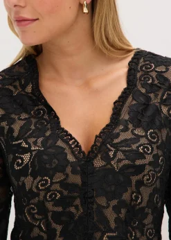 bonprix Bekleidung·Homewear|Jumpsuits|Jersey-Jumpsuit mit Spitze schwarz