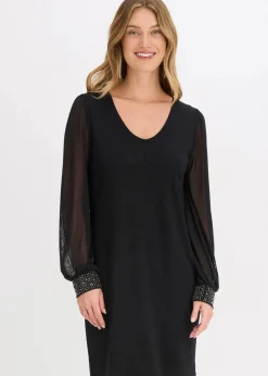 bonprix Bekleidung·Pullover & Strickjacken|Kleider|Jerseykleid schwarz