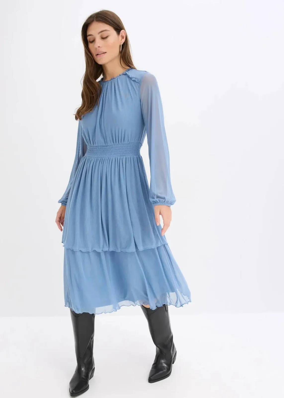 bonprix Bekleidung·Pullover & Strickjacken|Kleider|Jerseykleid wellenblau