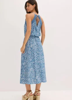 bonprix Bekleidung·Pullover & Strickjacken|Kleider|Jerseykleid jeansblau bedruckt