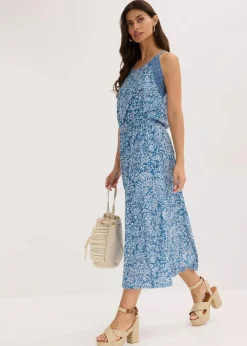 bonprix Bekleidung·Pullover & Strickjacken|Kleider|Jerseykleid jeansblau bedruckt