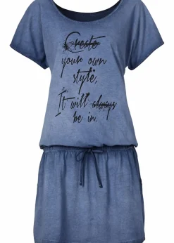 bonprix Bekleidung·Pullover & Strickjacken|Kleider|Jerseykleid blue washed