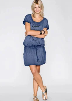 bonprix Bekleidung·Pullover & Strickjacken|Kleider|Jerseykleid blue washed