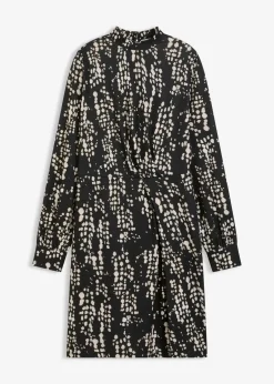 bonprix Bekleidung·Pullover & Strickjacken|Kleider|Jerseykleid schwarz bedruckt