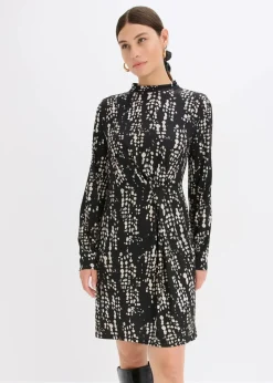 bonprix Bekleidung·Pullover & Strickjacken|Kleider|Jerseykleid schwarz bedruckt