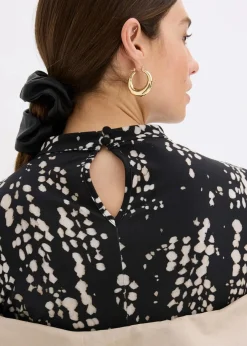 bonprix Bekleidung·Pullover & Strickjacken|Kleider|Jerseykleid schwarz bedruckt