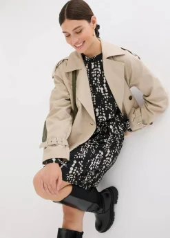 bonprix Bekleidung·Pullover & Strickjacken|Kleider|Jerseykleid schwarz bedruckt