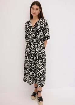 bonprix Bekleidung·Pullover & Strickjacken|Kleider|Jerseykleid schwarz/weiß bedruckt
