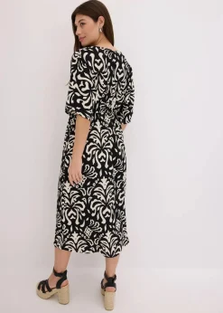 bonprix Bekleidung·Pullover & Strickjacken|Kleider|Jerseykleid schwarz/weiß bedruckt