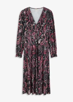 bonprix Bekleidung·Pullover & Strickjacken|Kleider|Jerseykleid schwarz paisley