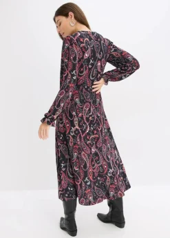 bonprix Bekleidung·Pullover & Strickjacken|Kleider|Jerseykleid schwarz paisley