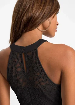 bonprix Bekleidung·Pullover & Strickjacken|Kleider|Jerseykleid schwarz/rosa geblümt