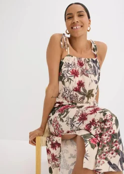 bonprix Bekleidung·Pullover & Strickjacken|Kleider|Jerseykleid natur floral