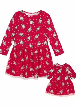 bonprix Mädchen 2-8 Jahre·Nachhaltigere Materialien|Mädchen 9-16 Jahre·Nachhaltigere Materialien|Jerseykleid + Puppenkleid rot