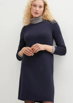 bonprix Kleider|Basics|Jerseykleid aus Baumwolle mit Stretch (2er Pack) dunkelblau+anthrazit meliert