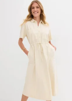 bonprix Bekleidung·Pullover & Strickjacken|Kleider|Jerseykleid aus Baumwoll-Stretch natur