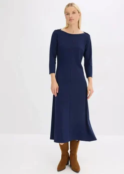 bonprix Kleider|Jerseykleid aus bequemen Punto di Roma dunkelblau