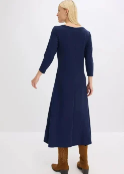 bonprix Kleider|Jerseykleid aus bequemen Punto di Roma dunkelblau