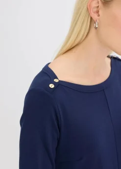 bonprix Kleider|Jerseykleid aus bequemen Punto di Roma dunkelblau