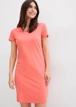 bonprix Kleider|Basics|Jerseykleid aus Bio-Baumwolle mit Stretch helllachs