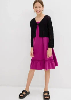 bonprix Mädchen 2-8 Jahre·Nachhaltigere Materialien|Mädchen 9-16 Jahre·Nachhaltigere Materialien|Jerseykleid aus elastischerm Bio-Baumwoll-Mix violettorchidee