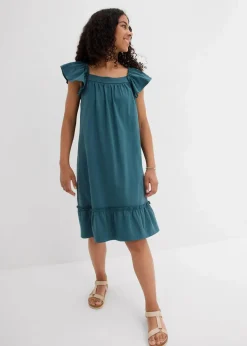 bonprix Mädchen 9-16 Jahre·Kleider & Jumpsuits|Mädchen 2-8 Jahre·Nachhaltigere Materialien|Jerseykleid aus elastischerm Bio-Baumwoll-Mix pfeffergrün