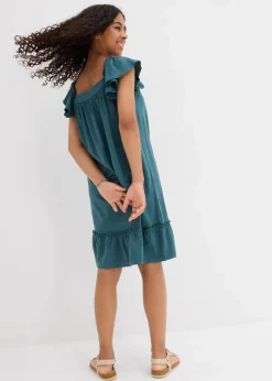 bonprix Mädchen 9-16 Jahre·Kleider & Jumpsuits|Mädchen 2-8 Jahre·Nachhaltigere Materialien|Jerseykleid aus elastischerm Bio-Baumwoll-Mix pfeffergrün