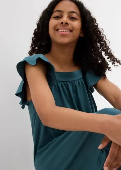 bonprix Mädchen 9-16 Jahre·Kleider & Jumpsuits|Mädchen 2-8 Jahre·Nachhaltigere Materialien|Jerseykleid aus elastischerm Bio-Baumwoll-Mix pfeffergrün