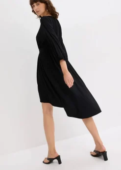 bonprix Bekleidung·Pullover & Strickjacken|Kleider|Jerseykleid aus fließendem Viskose-Mix schwarz