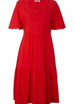 bonprix Nachhaltigere Materialien|Kleider|Jerseykleid aus reiner Baumwolle tomatenrot