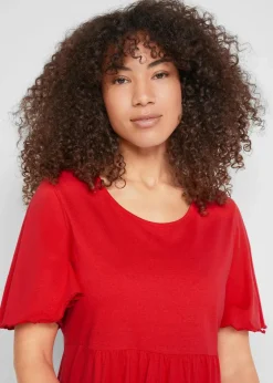 bonprix Nachhaltigere Materialien|Kleider|Jerseykleid aus reiner Baumwolle tomatenrot