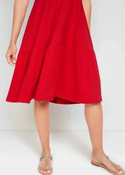 bonprix Nachhaltigere Materialien|Kleider|Jerseykleid aus reiner Baumwolle tomatenrot