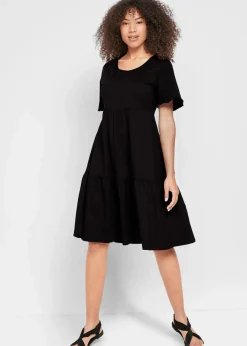bonprix Bekleidung·Pullover & Strickjacken|Kleider|Jerseykleid aus reiner Baumwolle schwarz