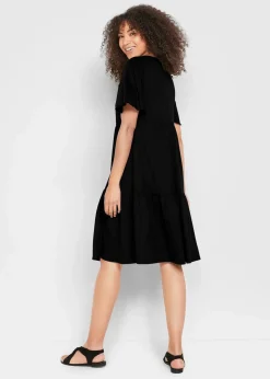 bonprix Bekleidung·Pullover & Strickjacken|Kleider|Jerseykleid aus reiner Baumwolle schwarz